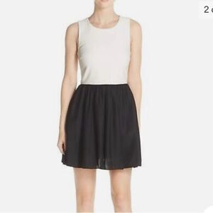 Likely Bailey ponte and tulle mini dress in black/white 4